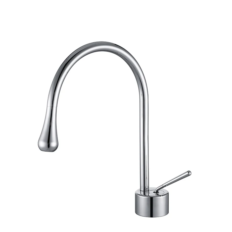 New design single handle matte black Swan neck Water drop basin faucet
