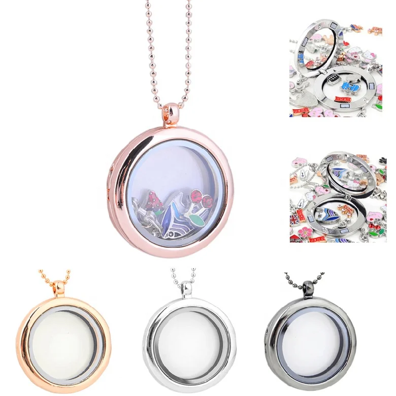 Newest DIY Accessories Simple Grass Round Open Photos Box Pendant Necklace For Women Jewelry