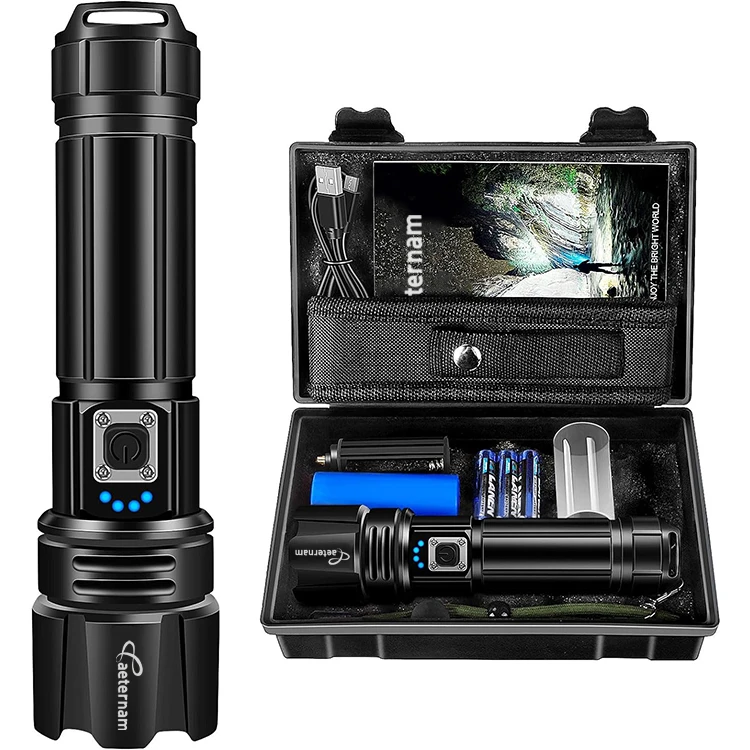Aeternam 950000 High Lumen P70.2 Powerful Long Range Outdoor Camping Rechargeable Tactical Zoomable Torch Light Led Flashlight