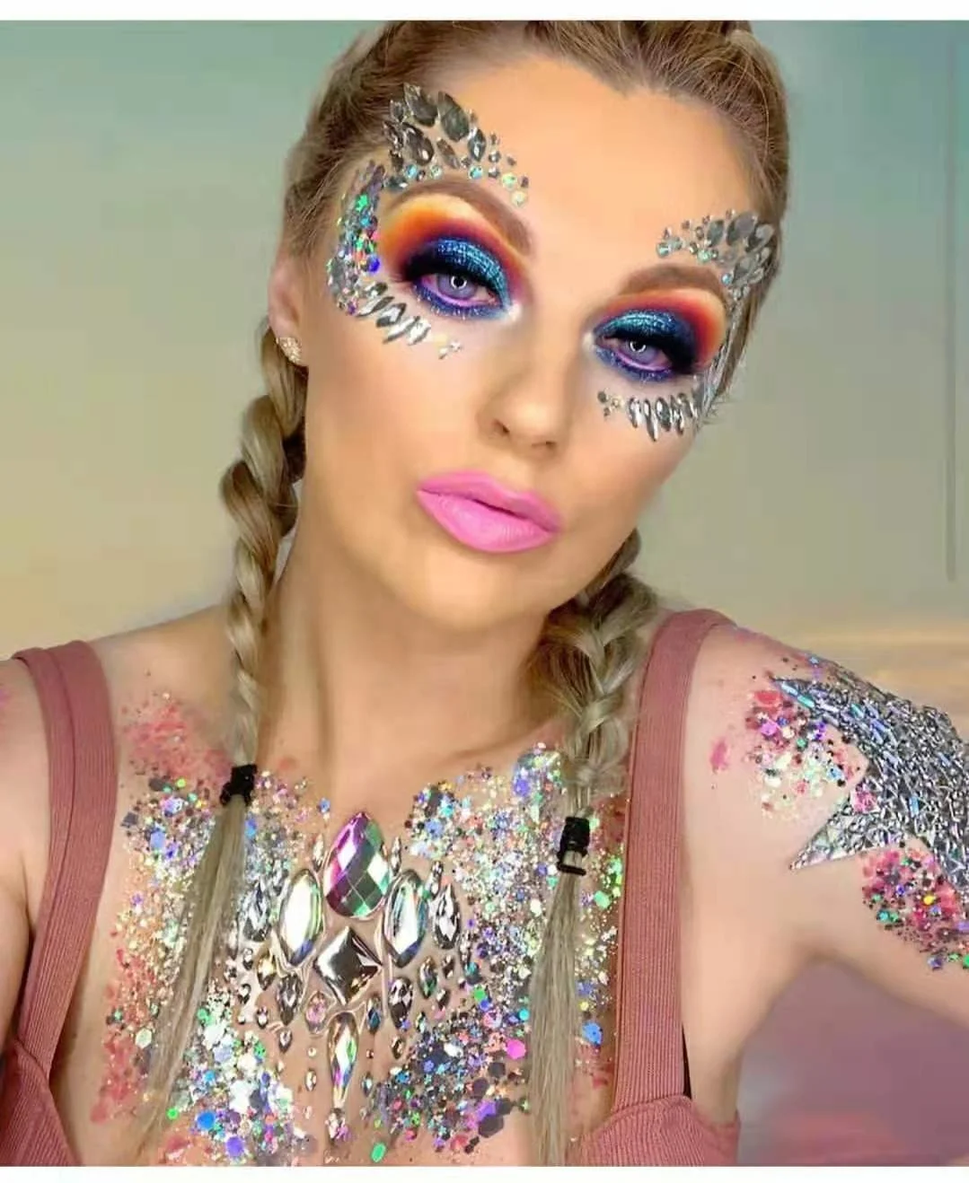 2021 New trend luminous face stickers eyebrow drill self-adhesive rhinestone masquerade ball Decoration