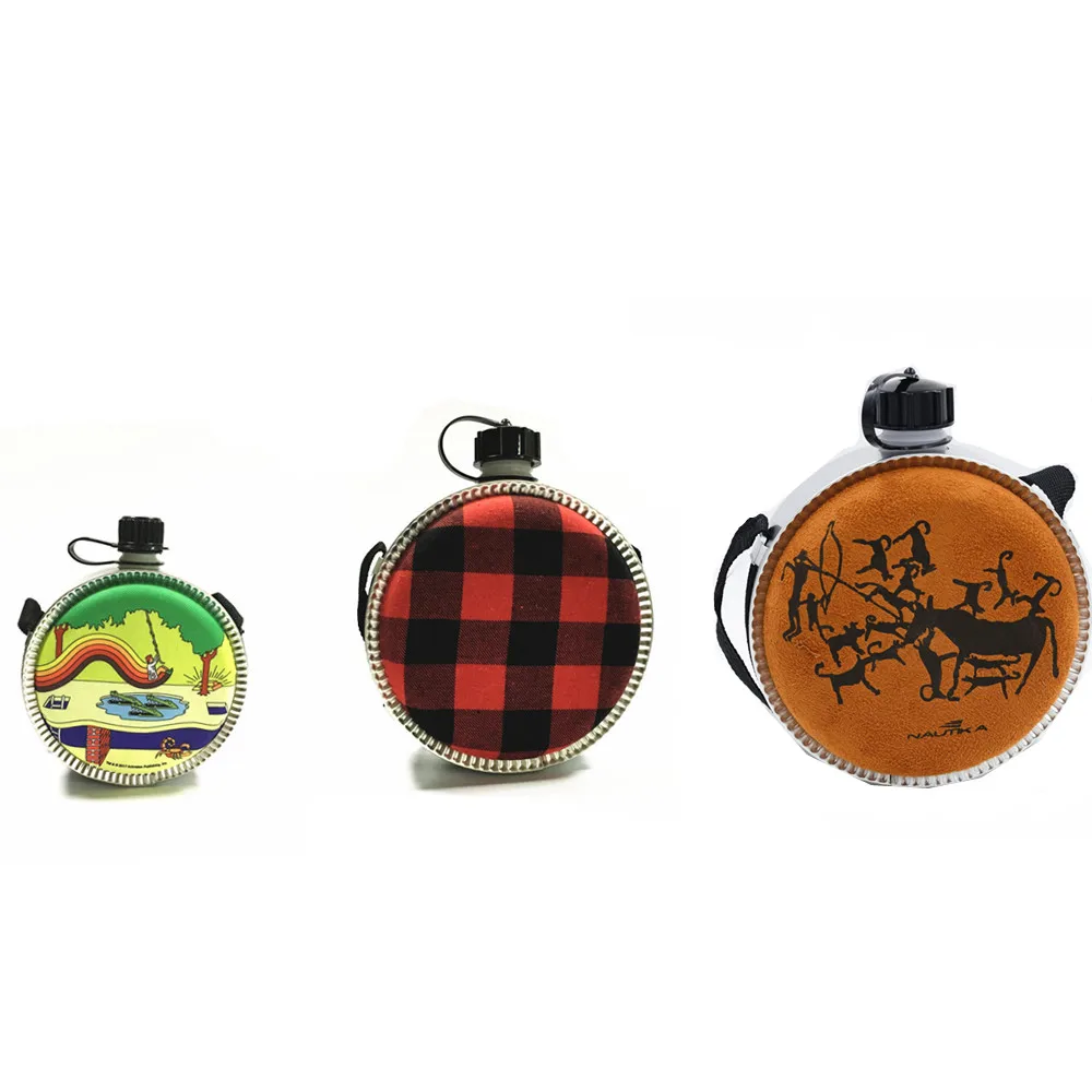 Camping outdoor special style 650ml plastic canteen water bottle round drinking water canteen