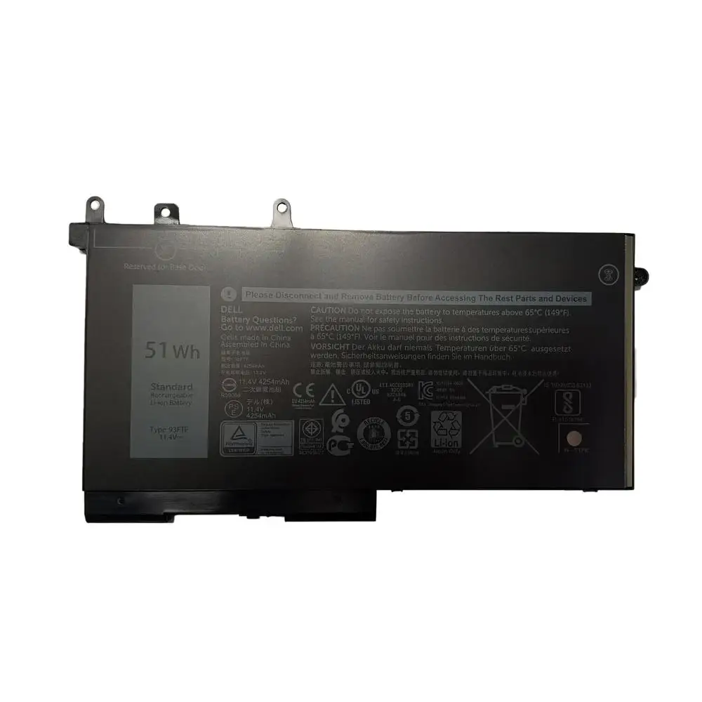 93FTF Replacement Laptop Battery for Dell Precision 15 3520 3530 for Latitude 5280 E5480 E5490 E5590 5491 11.4V 51WH
