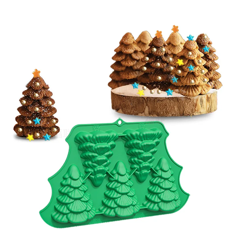 2022 New design 3D Silicone Ornament Decoration Epoxy UV Resin Cake Bread Christmas Tree Molds