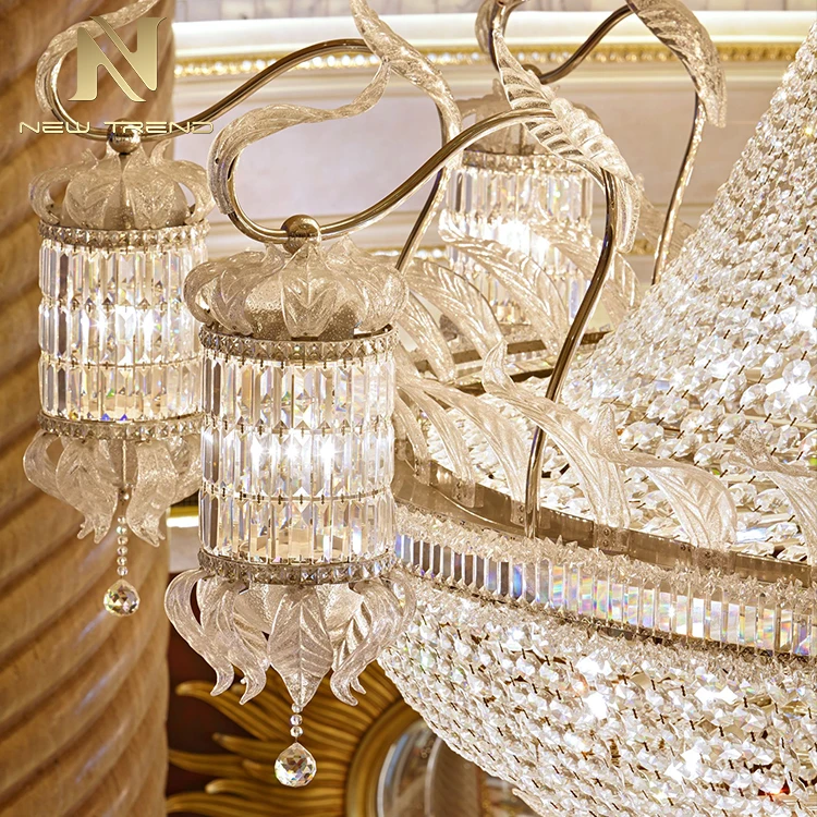 Professional Custom Indoor Hotel Lobby Decoration Ceiling Lighting Luxury Large Project Crystal Chandelier