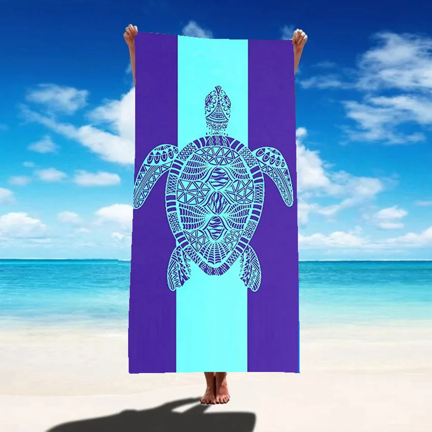Lightweight 200gsm Custom Printed Turtle Beach Towel Quick Dry Sand Resistant RPET Compact Knitted Material for Summer
