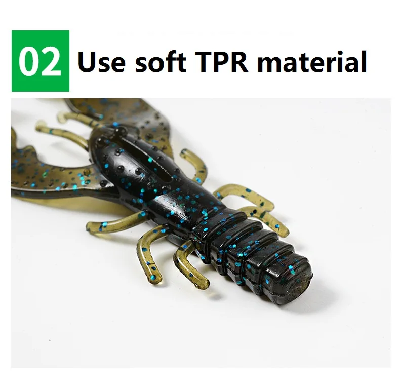 Runtoo TPR Material Soft Bionic Crawfish Floating Fishing Lure 7.5cm Shrimp Silicone Creature Freshwater Artificial Bait