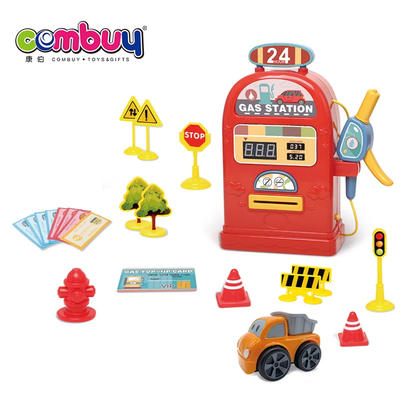 Electric lighting parking lot set self service  fuel dispenser game kids toy gas station