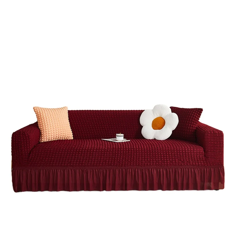 JQYC Wholesale Classical Elastic Bubble Sofa Cover Seersucker Fabric Sofa Covers Slipcovers Stain Resistant
