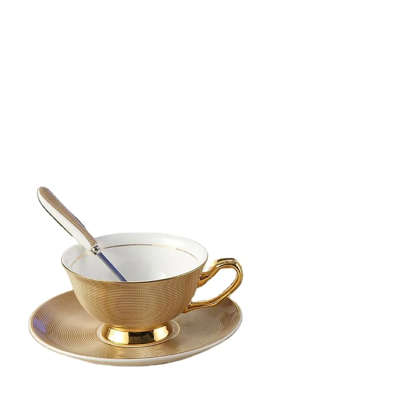Europe Noble Bone China Coffee Cup Saucer Spoon Set 200ml Luxury Ceramic Mug Top-grade Porcelain Tea Cup Cafe Party Drinkware