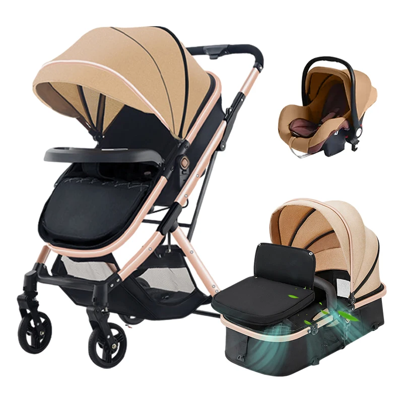 Luxury Multifunctional Foldable High Landscape Kids Pushchair Cart Travel Carriage Pram 3 in 1 Baby Stroller