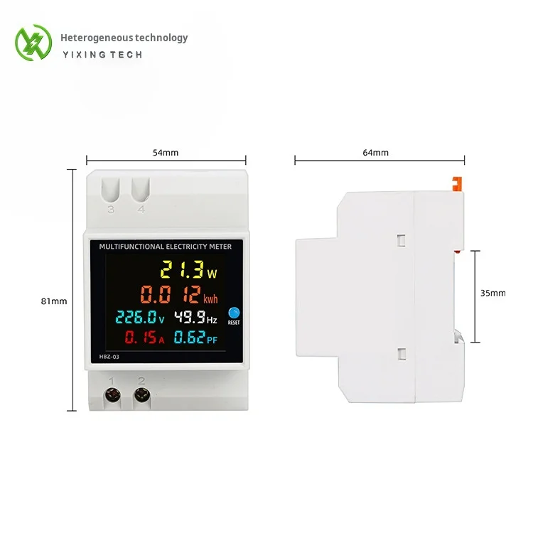 6IN1 Din rail AC monitor 110V 220V 380V 100A Voltage Current Power Factor Active KWH Electric energy Frequency meter VOLT AMP