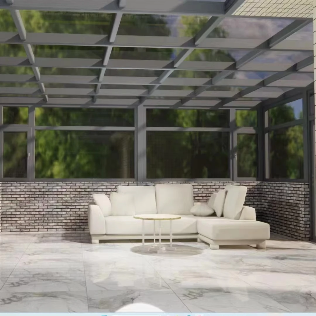 Modern Design Outdoor Garden Sun Room with Free 3D Low Steel Glass 4 Season Winter Features Wood Aluminum Frame for Villa