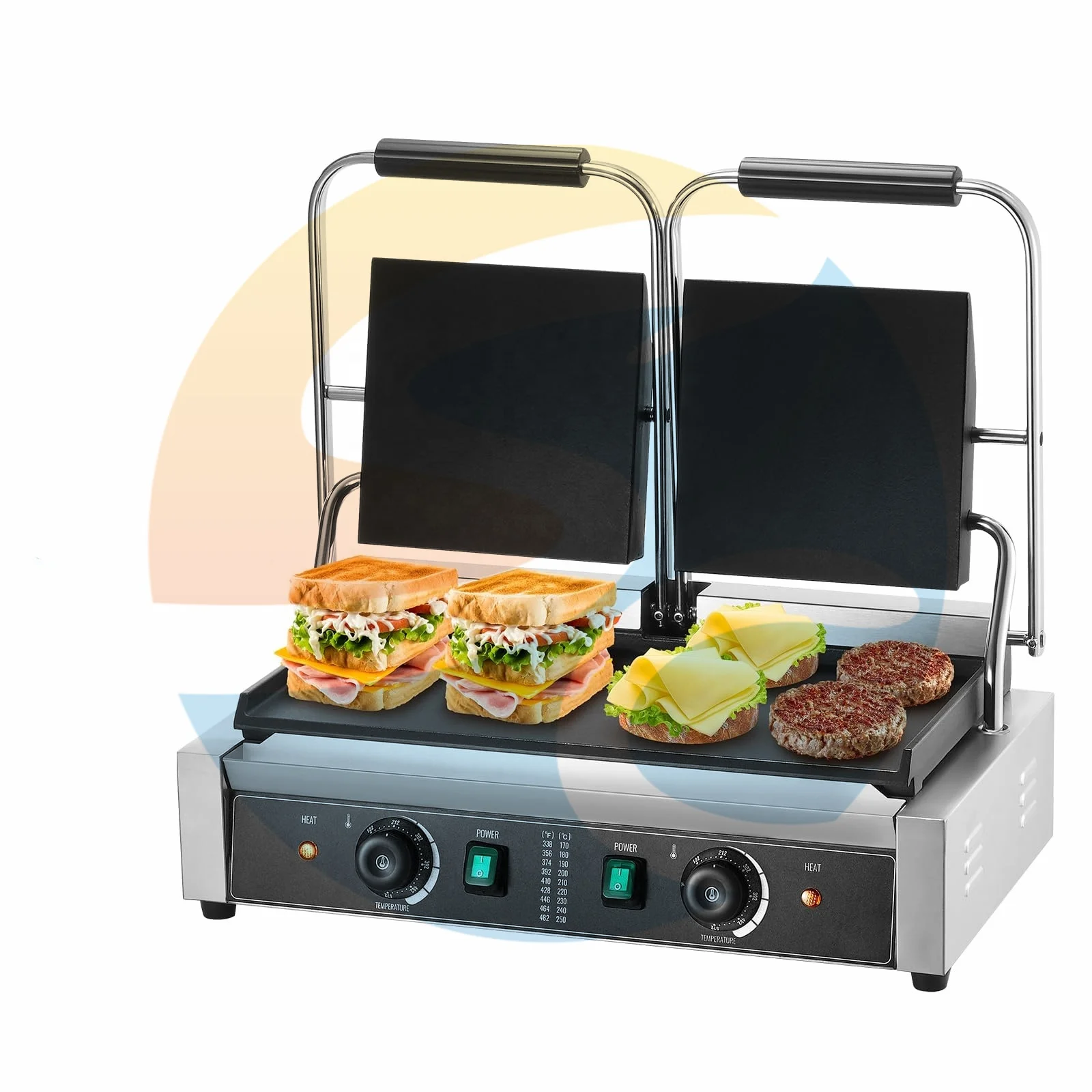 Non Stick Surface Electric Contact Maker for Restaurant Cafe Commercial Sandwich Press Countertop Panini Grill