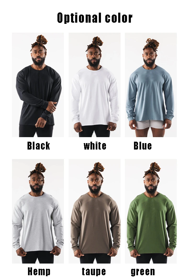 custom oversized long sleeve gym tshirt gym 95 cotton 5 elastane men sport t-shirts
