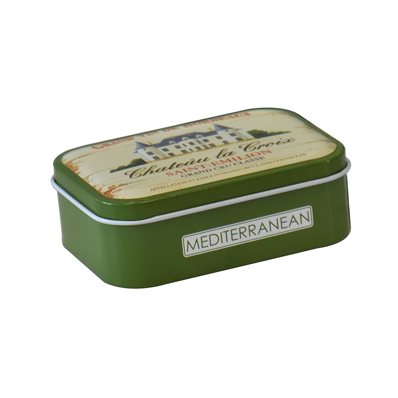 hot selling high quality small green Iron rectangular tins can soap candy mini metal tinned boxe candied custom