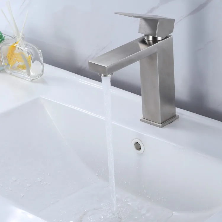 OEM Single Handle Taps One Hole Waterfall Mixer 304 Stainless Steel Sink Tap Bathroom Face Wash Basin Faucet