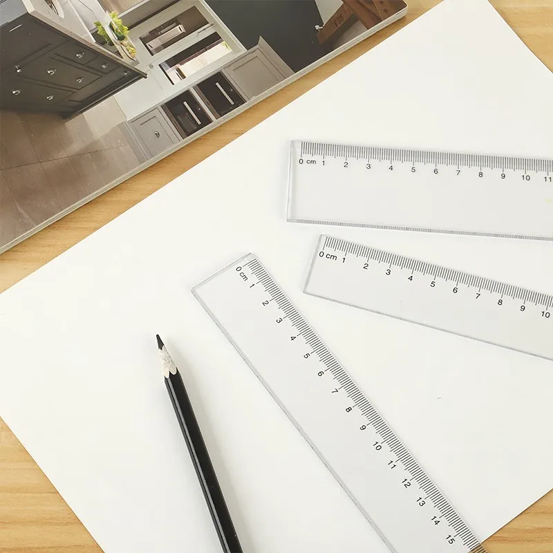 30cm Straightedge Ruler Universal Transparent Plastic for Drawing and Measuring 5 Sets