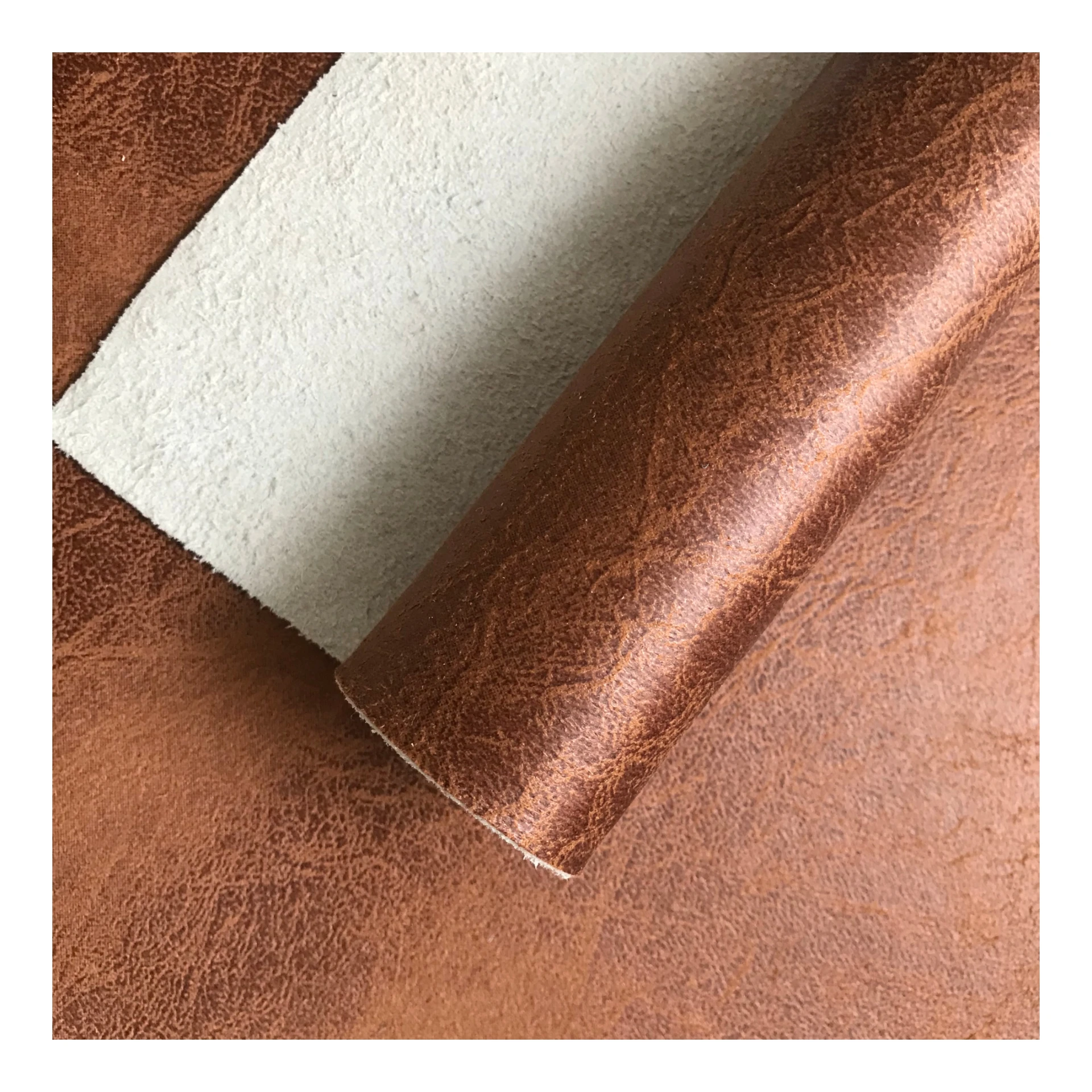 
Bronzing suede genuine leather backing PU leather for furniture 