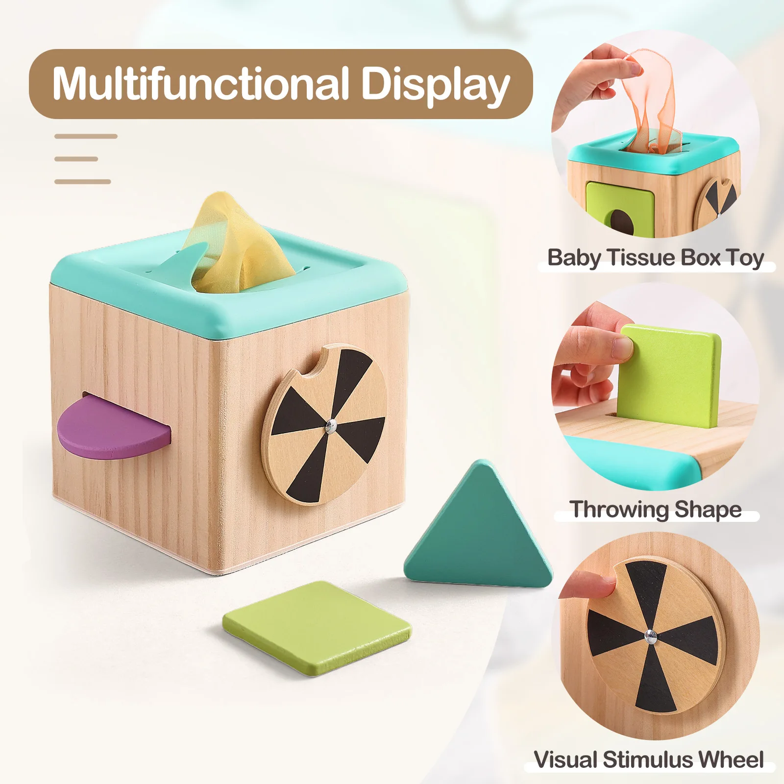 Montessori Toys Wooden Magic Tissue Box 0-3Years Baby Finger Exercise Busy Cube Sensory Toys Kid Educational Activity Game Gifts