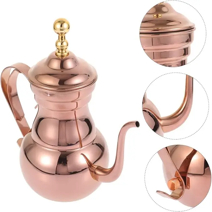 Stainless Steel Flower Teapot Commercial Small Mouth Pot Hotel Long Mouth Pot Hotel Tea Kettle With Filter Restaurant Teapot