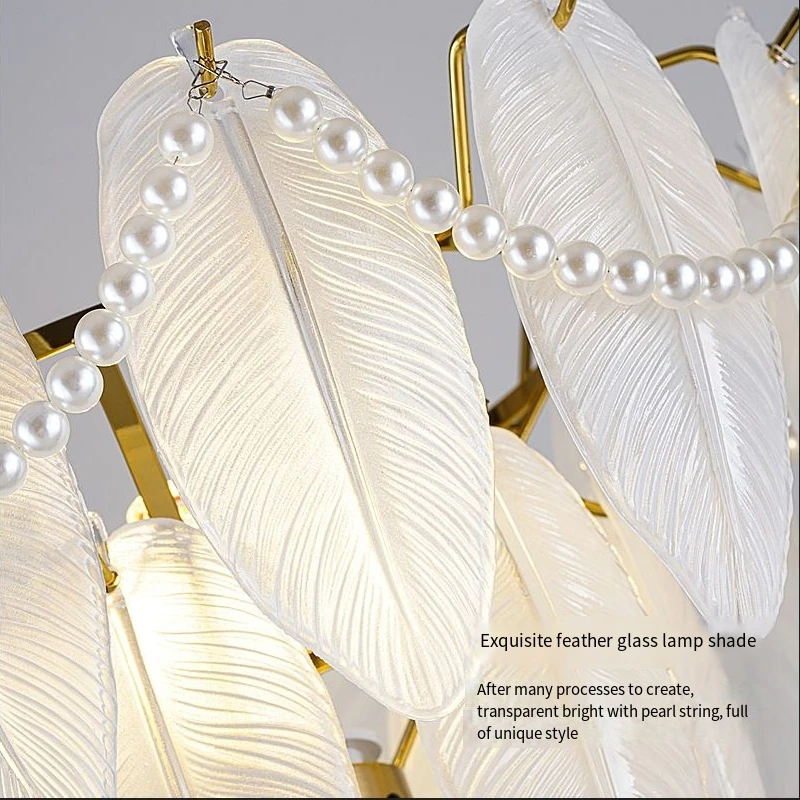 French Design Modern/Nordic Style Glass Leaves Fancy Pearl Crystal Table Desk Lamp AC Power LED/Bulbs Light Source Living Room