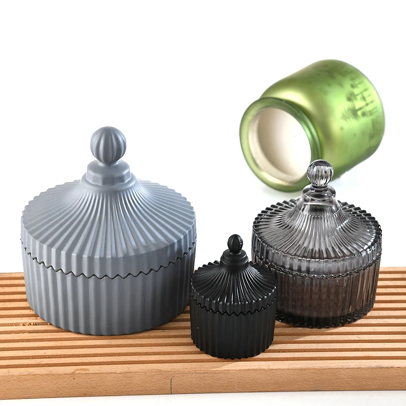 Hot sale exquisite black Mongolian Shape glass candle holder for home decoration with Ger glass lid