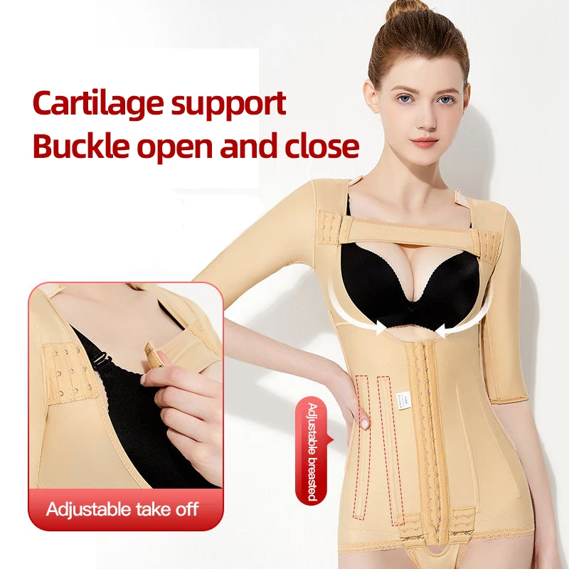 High Quality Colombianas Faja Bodysuit Open Bust Upper Arm Shaper Post Surgery Compression Garment with Tummy Control Function