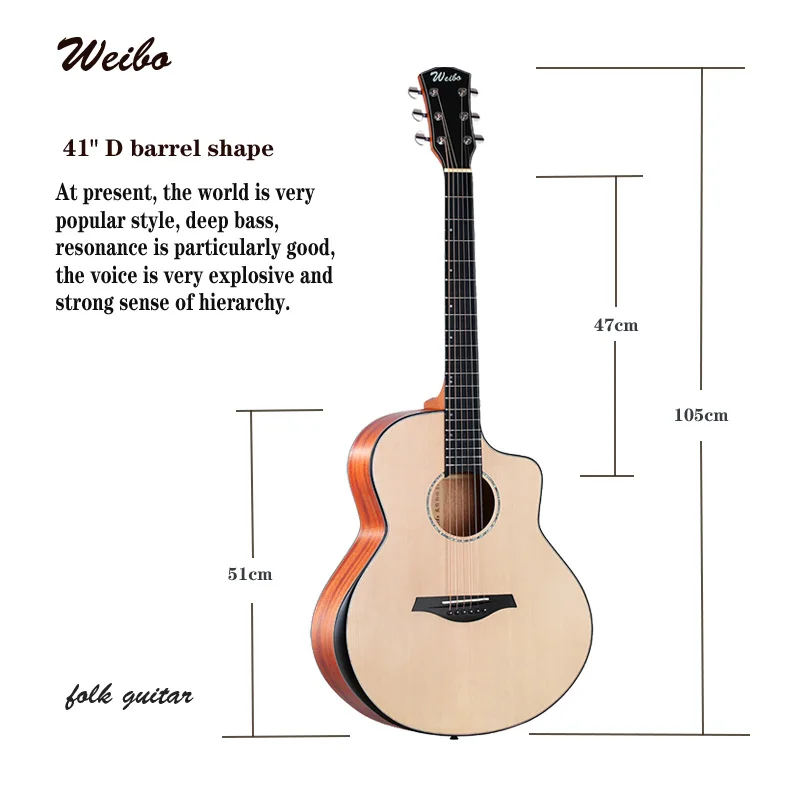 
Professional playing board guitar W08-41 inches deep bass, good resonance 