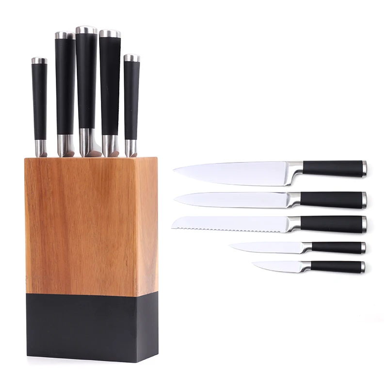 kitchen High-quality stainless steel kitchen knife and wooden knife holder knife set with holder