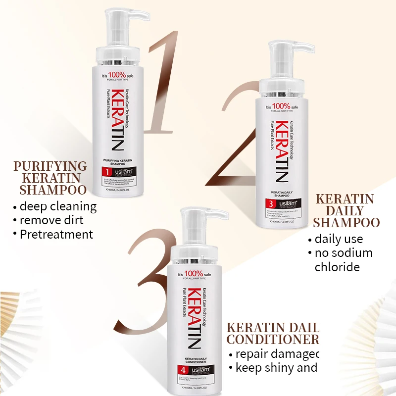 Organic Hair  Products Silk Protein Keratin Treatment Cream Hair  Set For African Hair  Brazilian Keratin