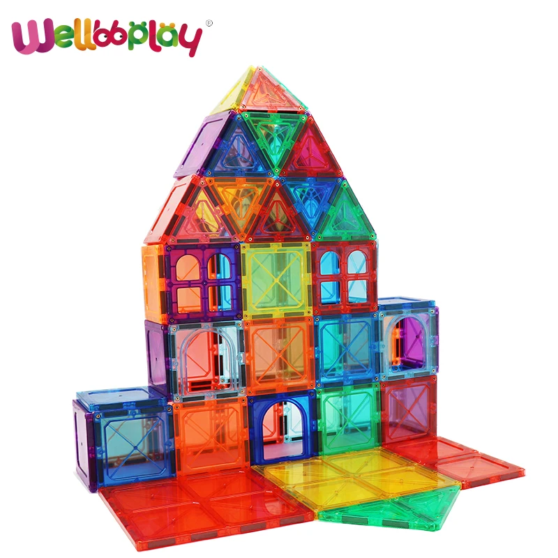 150pcs Educational toys magnetic tiles for kids with rivets and stronger magnets