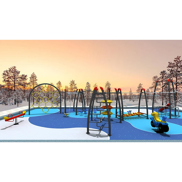 Outdoor children rope course climbing structure with slide public playground children amusement play set