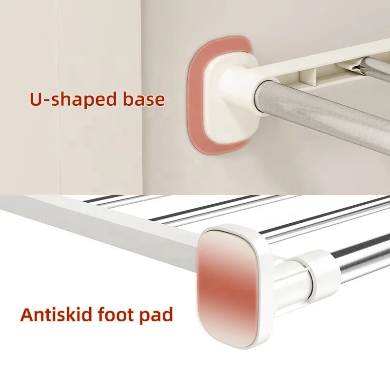 Kitchen Bathroom Extendable Adjustable Telescopic hanging Cupboard Wardrobe Closet Cabinet Storage Organizer Divider Shelf Rack