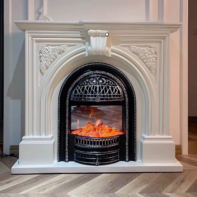 fireplace Custom Modern Indoor Fireplace Surround White Natural Marble Mantel for Home Classic Design for Outdoor Villa Wood Material