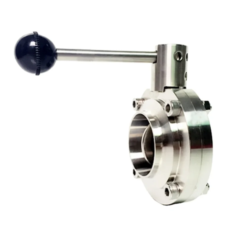 sanitary stainless steel weld butterfly valve with handle