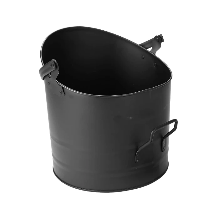 Galvanized Black Large Fire Place Ash Bucket Pellet Bucket
