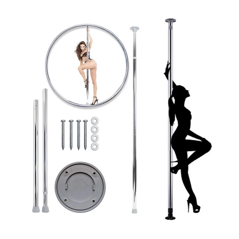 45mm Home Fitness Exercise Professional Stripper Pole,Party Club Portable Spinning Removable Training Steel Gold Dancing Pole.