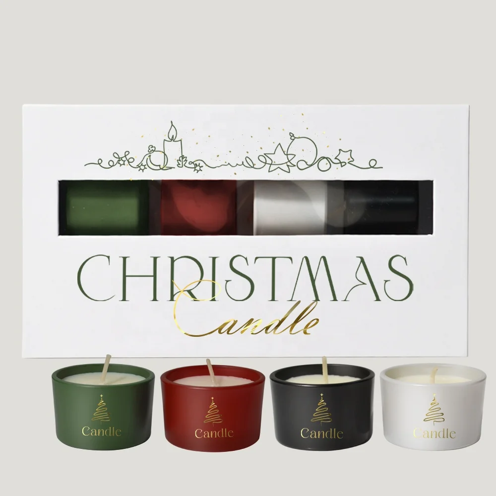 Mini Christmas Custom Scented Candle Set of 4 Tealight Oil Fragrance Luxury Scented Candles Wholesale Gift Set