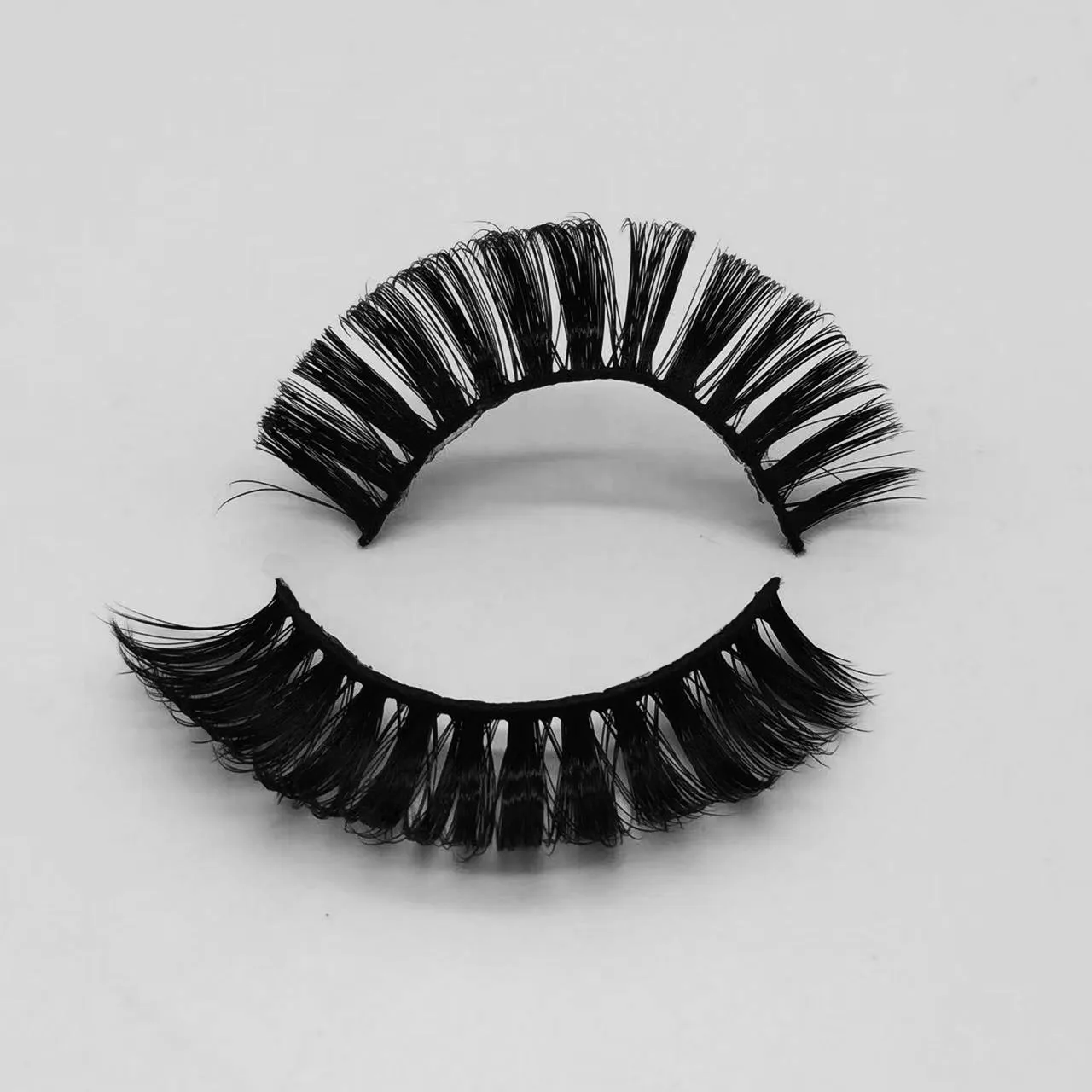 Custom wholesale faux mink lash natural 3d russian strip eyelashes d curl handmade Russian Strip Lashes Eyelashes