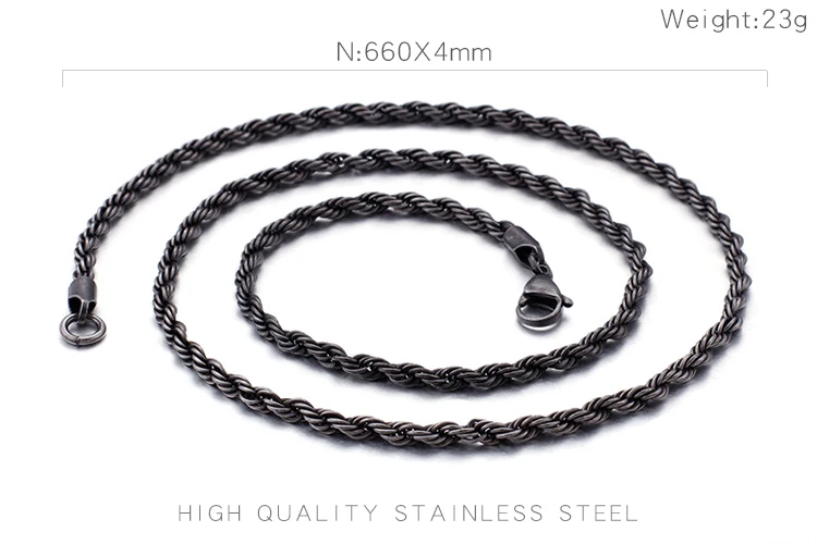 KALEN 660*4mm Necklace Men Oxidation Stainless Steel Male Choker