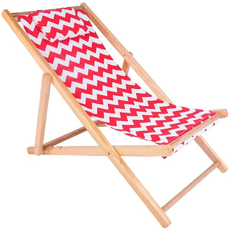 Hot Selling Traditional Summer Bamboo Canvas Lounge Deck  Folding  Chair For Beach