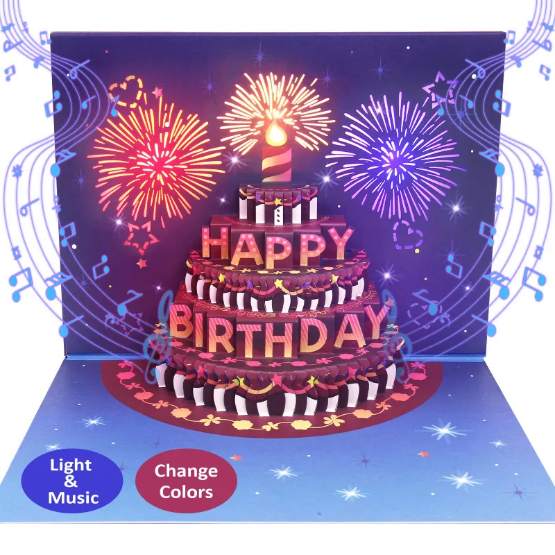 3d greeting card 3d postcards carte pop up musical and lights birthday cards for birthday gift