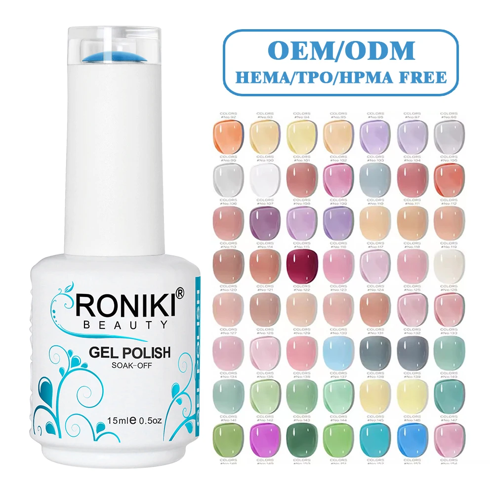 RONIKI Nail Gel Polish create your own brand Wholesale Colors Soak Off  UV Gel OEM Free HEMA Vegan Very Good Gel Nail Polish