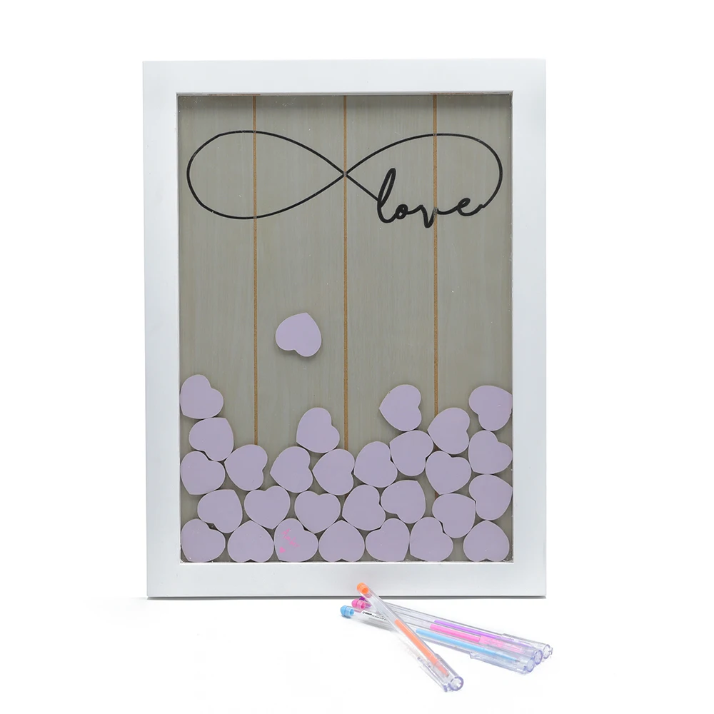 Свадебная Гостевая книга с 100 деревянными сердечками