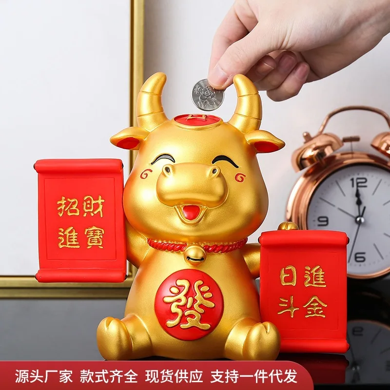 Cute Cow Zodiac Taurus Piggy Bank Turn Gankun Ornaments Living Room Wine Cabinet Entrance New Year Gifts