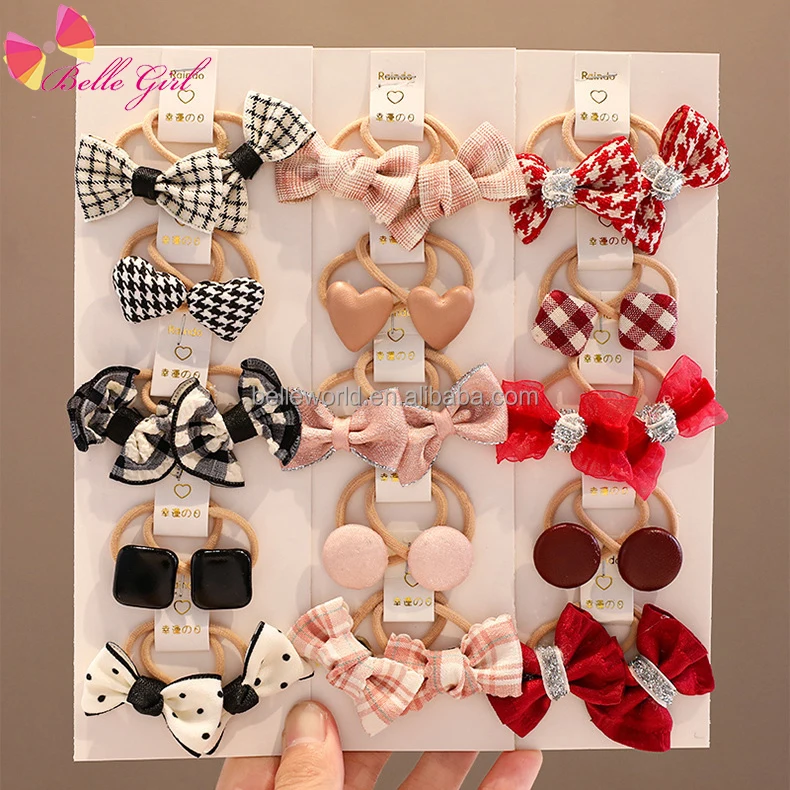 BELLEWORLD custom packing lazos para el pelo de mujer 10pcs elastic hair tie set cute flower crochet hair band for children