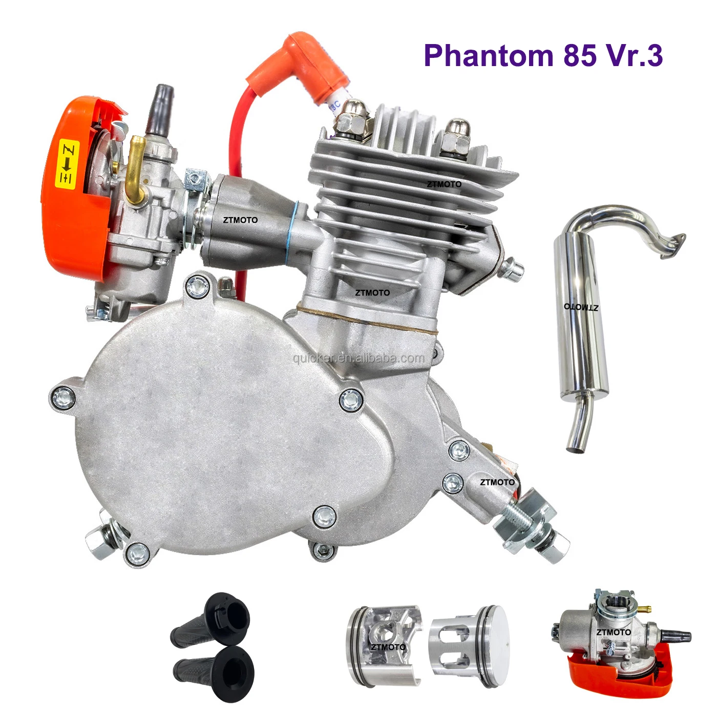 Petrol bicycle motor 110cc Scooter bike gas Phantom 85 two stroke 85cc bike engine motorized gas bicycle motor