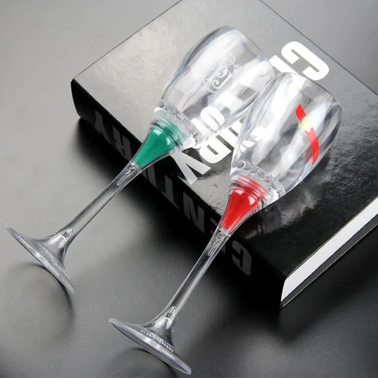 RICHSHINING Custom Logo Food Grade Acrylic Glowing Led Goblet Stemware Cups Light Up Juice Drinking Cup For Bar Hotel Party