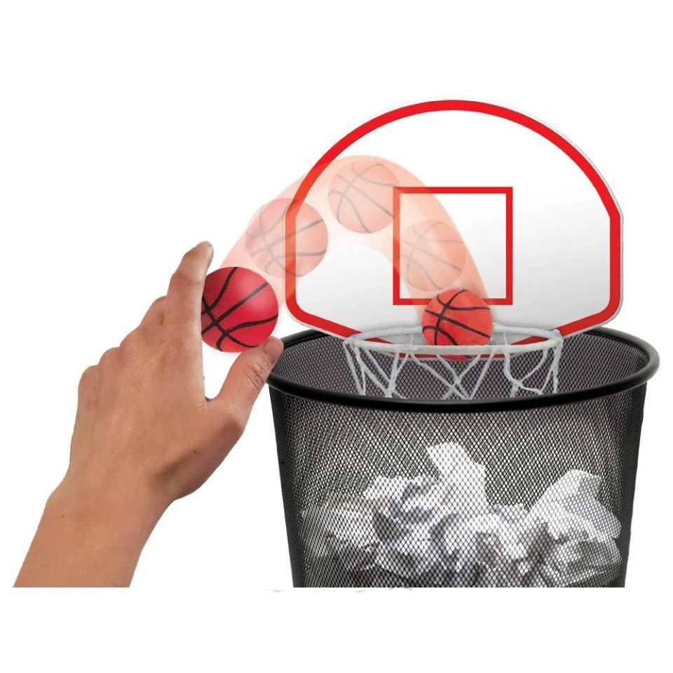 Mini Basketball Hoop Trash Can Set  With  Inflatable Mini Rubber Basketball & Pump