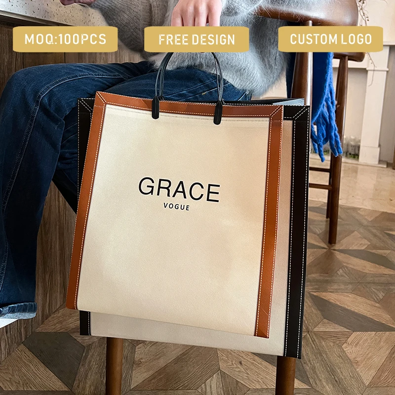 Cheap tote bags custom printed recyclable fabric non woven shopping bags with logo